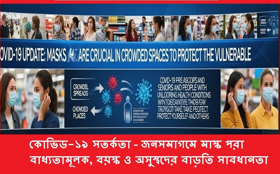 COVID-19 precautions - wearing masks in crowds is mandatory, extra caution for the elderly and the sick.