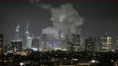 Iran's extensive missile attack on Israel, fireball in Tel Aviv.