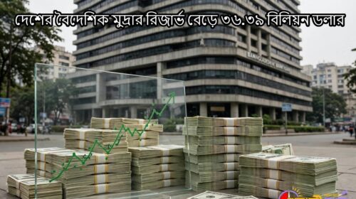 দেশের বৈদেশিক মুদ্রার রিজার্ভ বেড়ে ৩৬.৩৯ বিলিয়ন ডলার